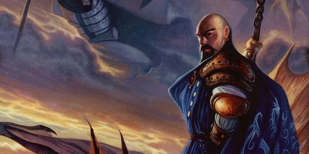 'D&D Living Greyhawk Gazetteer' sourcebook cover;  a man with a large spear and armor against a sunset