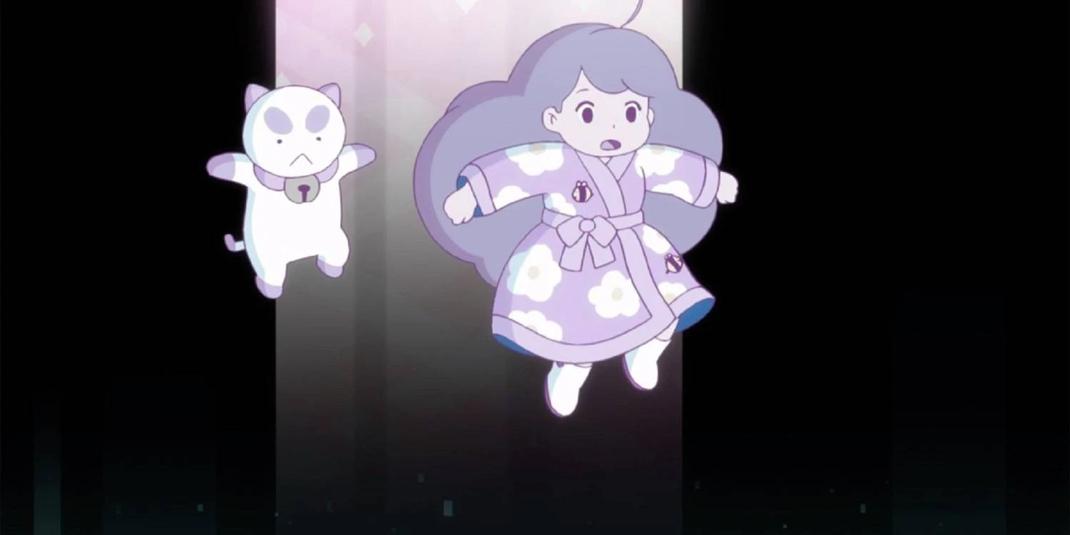 Bee and Puppycat falling in space in 